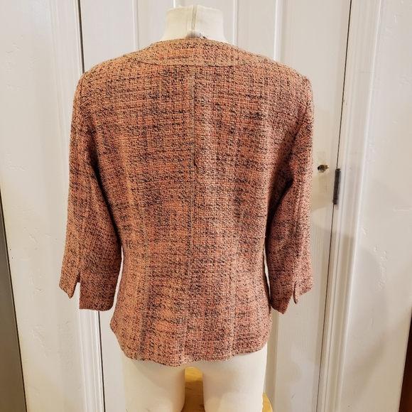 J. Jill Coral Tweed Textured Quarter Sleeve Snap Button Front Blazer Siz… - Picture 2 of 10